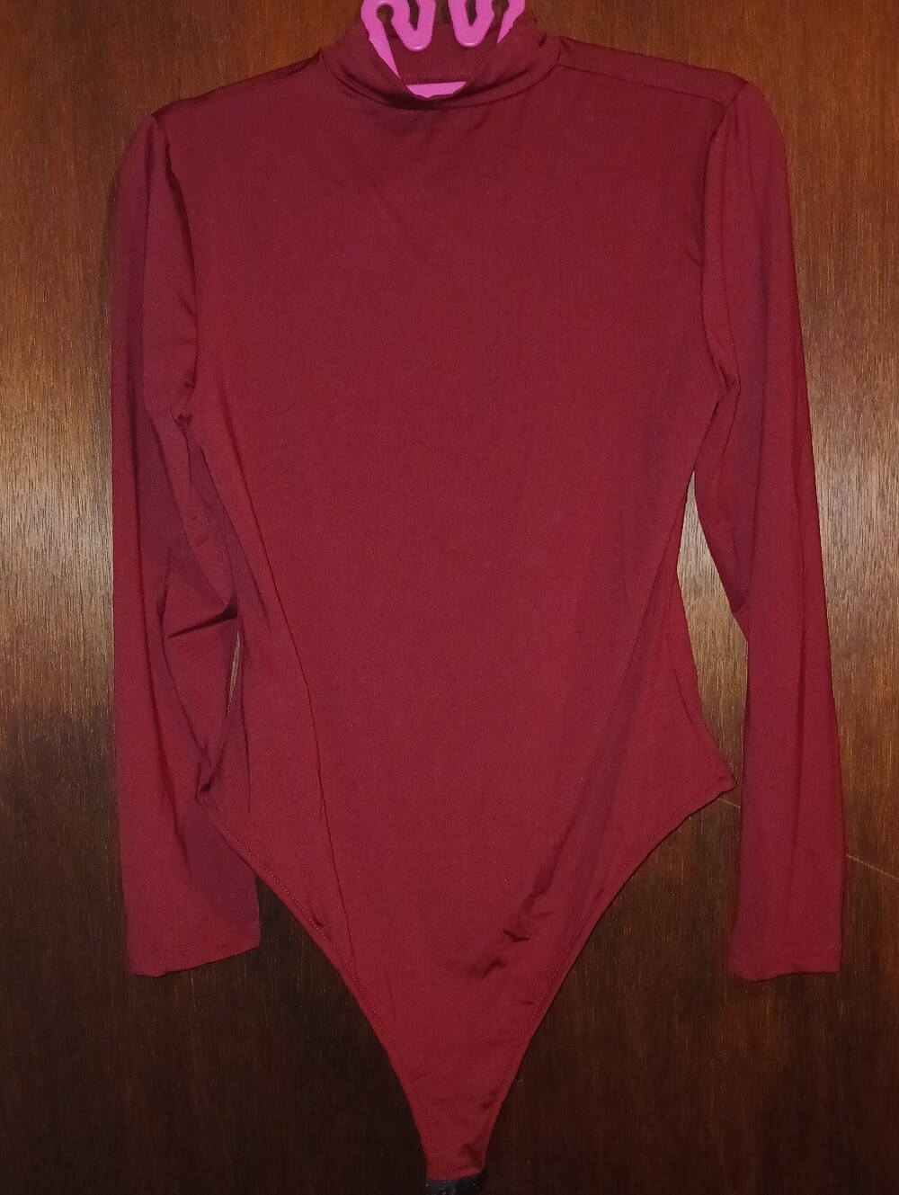 NWOT Berry Red Shein Long Sleeve Mock Neck Bodysuit - Picture 2 of 6